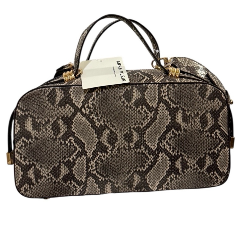 Anne Klein Black and Cream Snake Print  Bag
